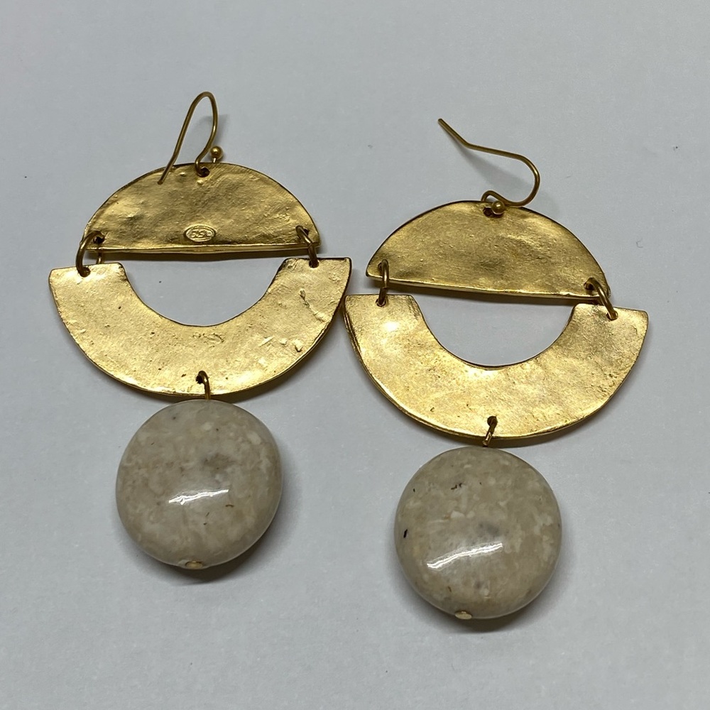 Modern Gold Brush Dangle  Hook Earrings